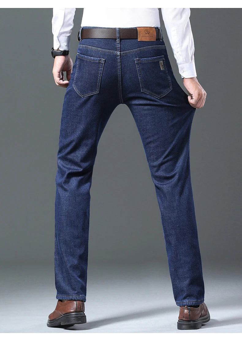 Pantalones Vaqueros Holgados para Hombre, Elásticos, con Forro Polar