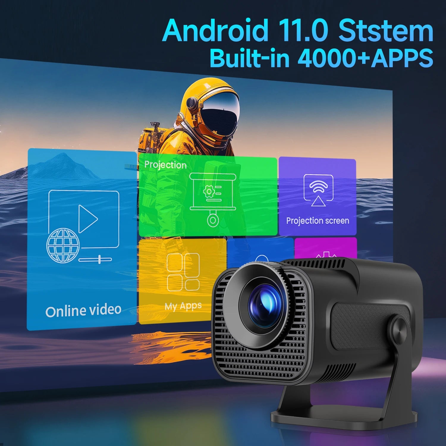 Magcubic HY320 Mini proyector nuevo nativo 720P Android 11 4K 300ANSI Wifi6 BT5.0 cine portátil al aire libre 180 °   Proyector giratorio