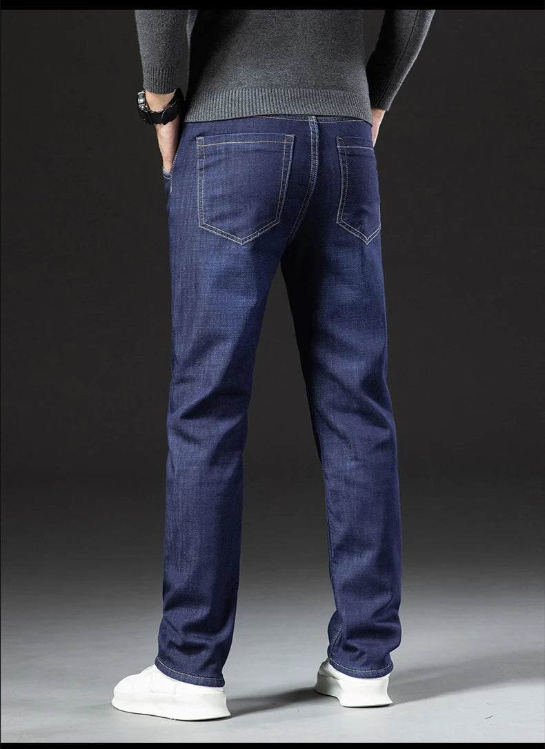 Pantalones Vaqueros de Invierno para Hombre, Forro de Cordero, Talla Grande