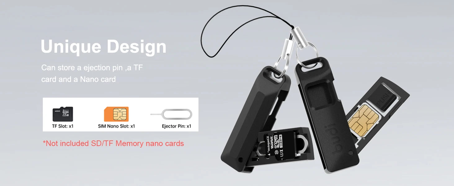 BUDI - Caja de Almacenamiento para Agujas de Extracción de Tarjetas SIM Antipérdida, Pin Expulsor Universal de Acero para Teléfono Móvil, Llavero con Abrebandejas para Tarjetas SIM y TF