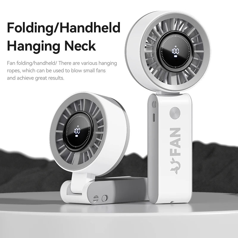 Ventilador de mano plegable con pantalla digital carga tipo C