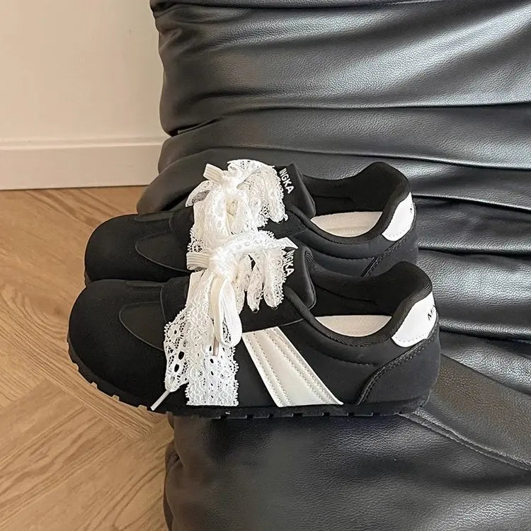 Zapatillas Estilo Ballet para Mujer con Lazo de Encaje
