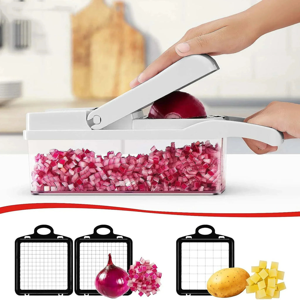 Picadora de verduras multifuncional, cortador de cebolla, ralladores de alimentos, rebanador, Dicer, desmontable, accesorios de cocina, paquete de 15