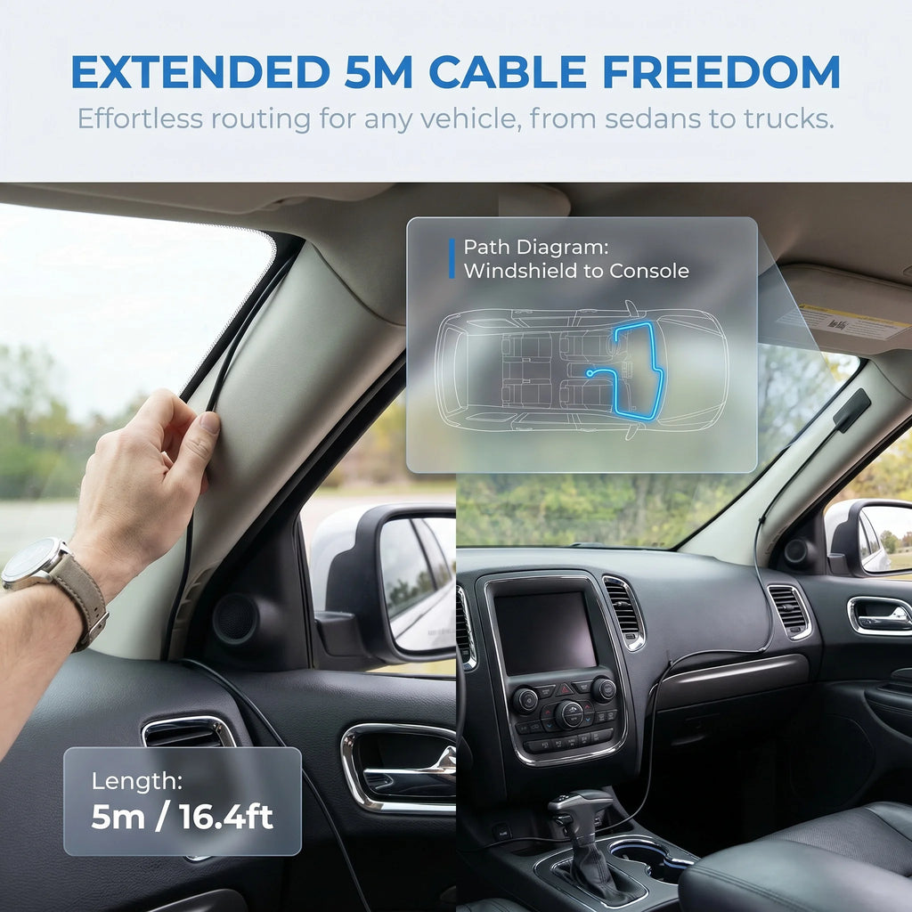Antena FM oculta para auto con amplificador 7dB y cable de 5 metros