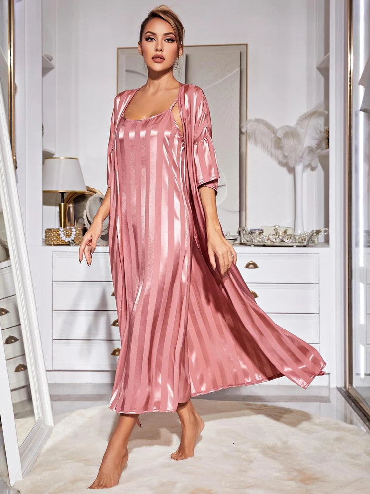 Conjunto de Pijama de Seda Helada para Mujer — Manga Larga