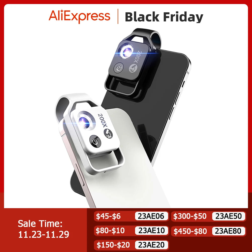 Lente de Microscopio Digital APEXEL 200X con Luz LED
