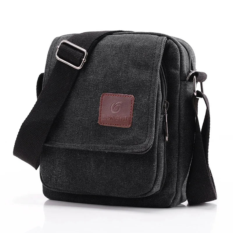 Bolso Cruzado de Lona Retro para Hombre - Casual para el Día a Día