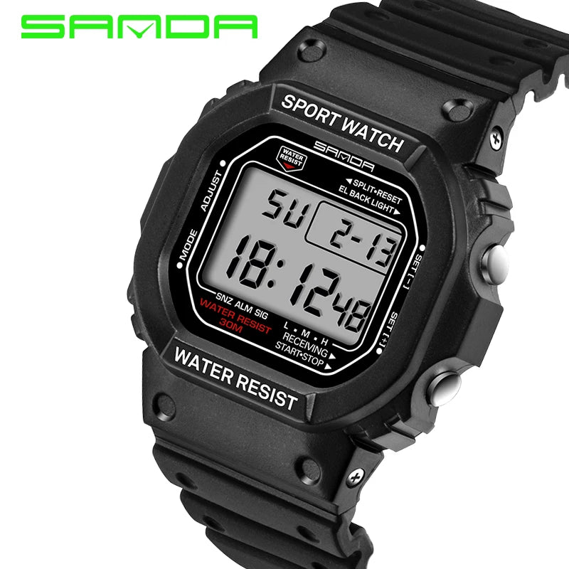 Reloj Digital Deportivo SANDA 329 para Hombre, LED, Resistente al Agua