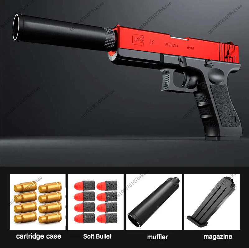 Pistola de Juguete M1911 con Silenciador y Dardos de Espuma