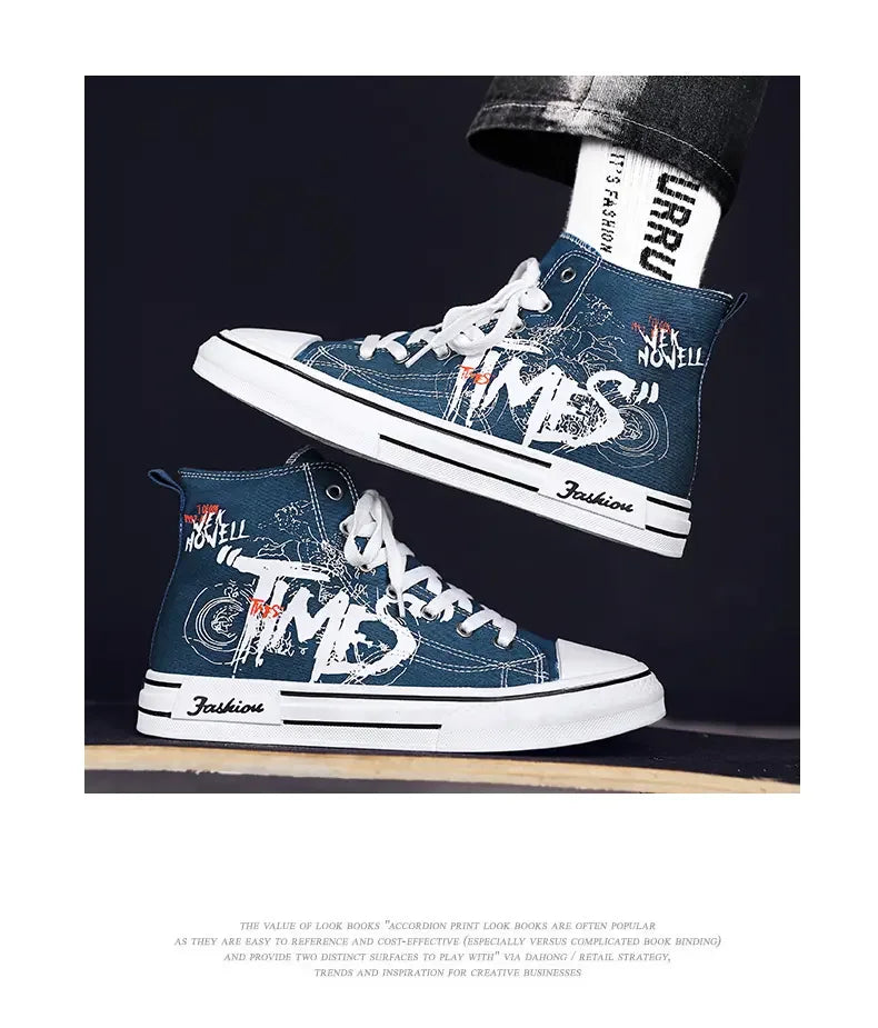 Zapatos de hombre, zapatos de lona vulcanizados, zapatillas altas, zapatos de plataforma informales transpirables, zapatillas deportivas para hombre, Tenis masculinos, zapatillas gruesas