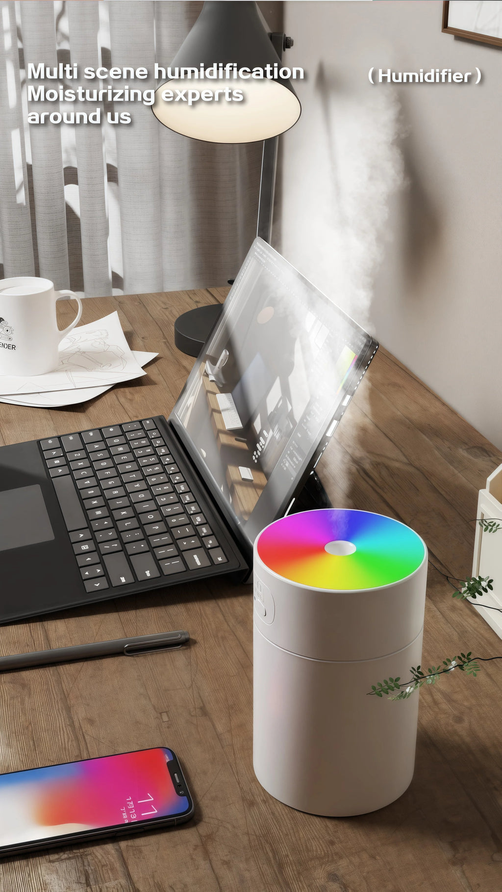 Humidificador ultrasónico USB 200ml con luz LED y difusor de aromas para auto y hogar