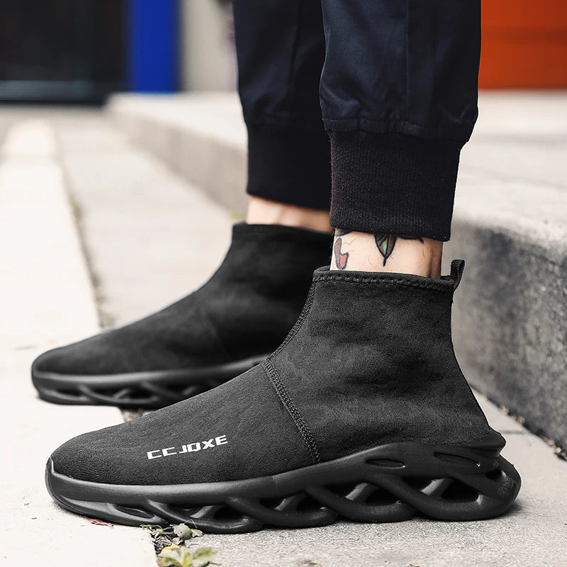 Zapatos informales transpirables para hombre, zapatos tobilleros antideslizantes a la moda para caminar al aire libre, zapatillas de deporte para hombre, zapatillas sin cordones con aumento de altura