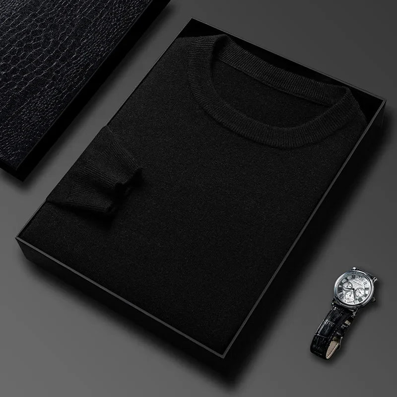 2025 nuevo suéter Casual para hombre, suéter tejido de manga larga con cuello redondo, Top versátil de moda con patrón de diamante
