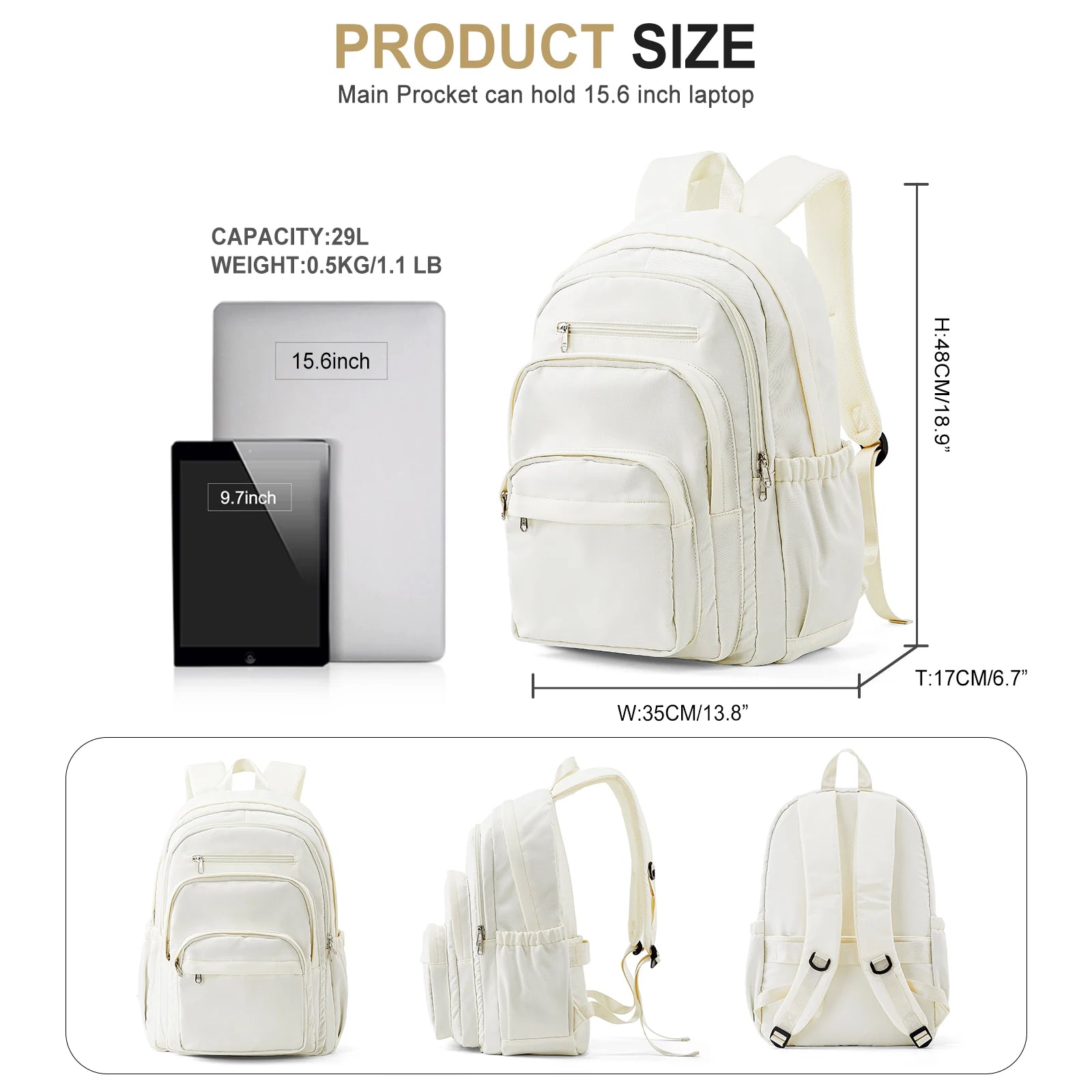Mochila Escolar para Niñas y Adolescentes con Múltiples Bolsillos