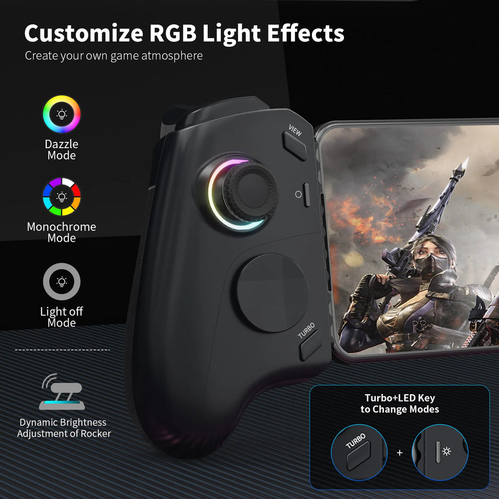 AceGamer Gamepad tipo C controlador de juegos móvil para iPhone 15 Series/Android, controlador de teléfono de estiramiento con joys de efecto Hall
