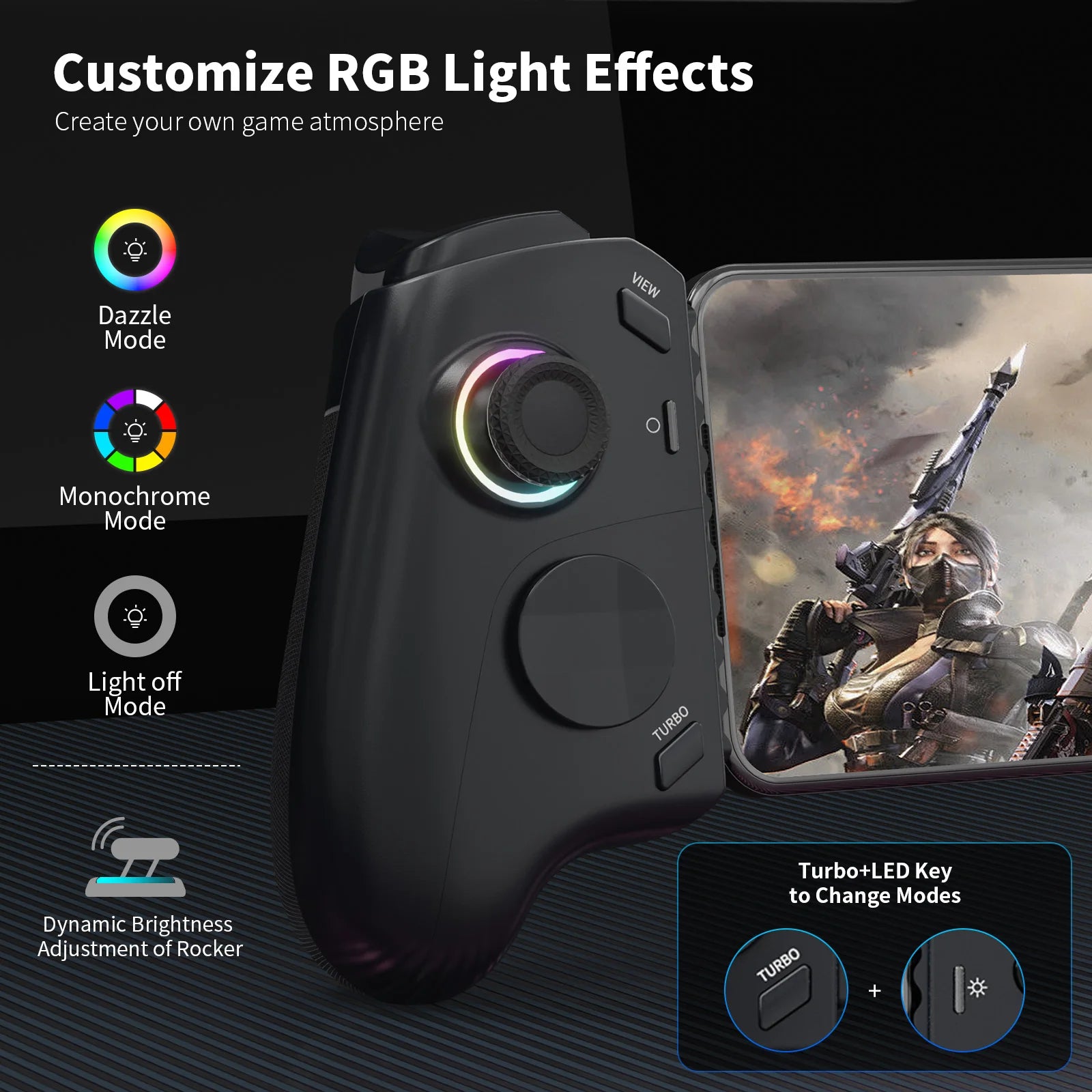 AceGamer Gamepad tipo C controlador de juegos móvil para iPhone 15 Series/Android, controlador de teléfono de estiramiento con joys de efecto Hall