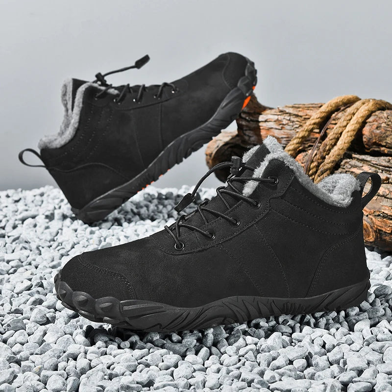 Botas de senderismo forradas de felpa para hombre, antideslizantes de invierno