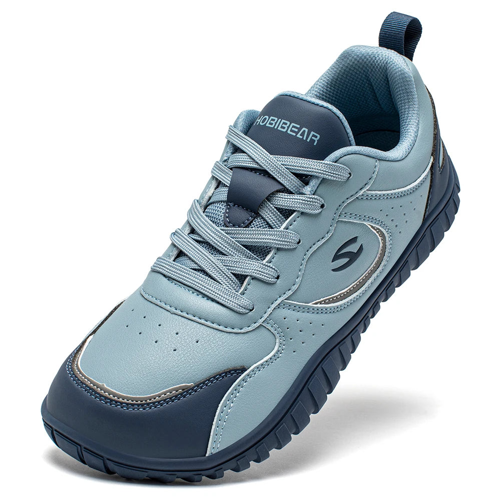 HOBIBEAR Zapatos de punta ancha Zapatillas de deporte unisex artificiales descalzas Zapatos de viaje al aire libre con cordones casuales para mujeres y hombres
