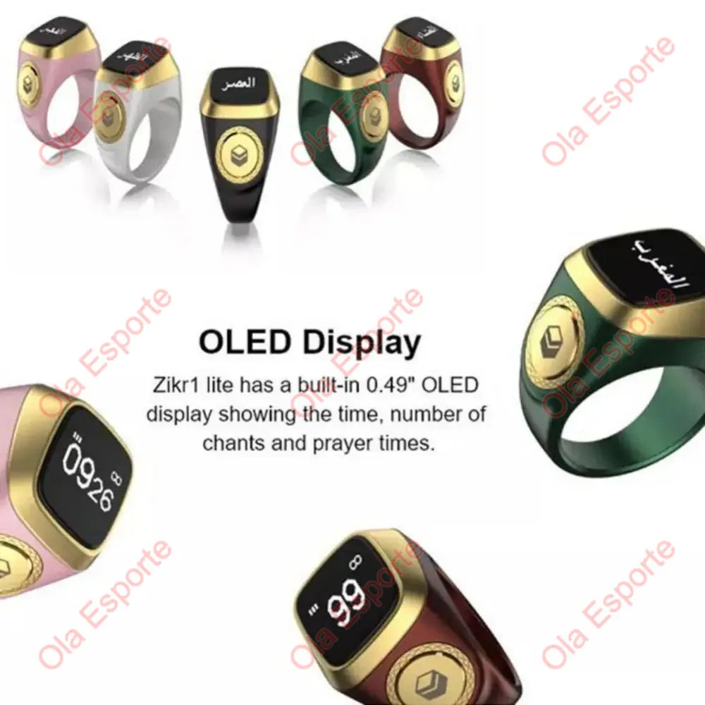 2026 Qibla Smart Zikr Ring elogio Tasbih Tally contador Digital electrónico para musulmanes 5 tiempo de oración recordatorio de vibración impermeable