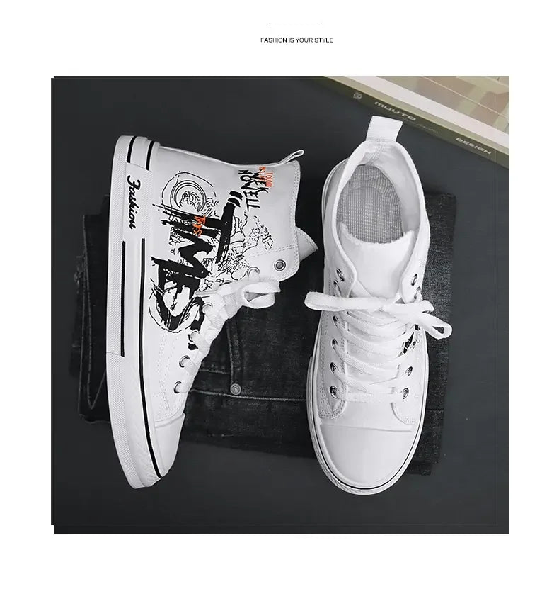 Zapatos de hombre, zapatos de lona vulcanizados, zapatillas altas, zapatos de plataforma informales transpirables, zapatillas deportivas para hombre, Tenis masculinos, zapatillas gruesas