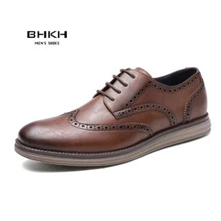 BHKH zapatillas de deporte masculinas Otoño/Invierno traf zapatos casuales de cuero para hombres trabajo de negocios Oficina zapatos de vestir con cordones para hombres talla 47