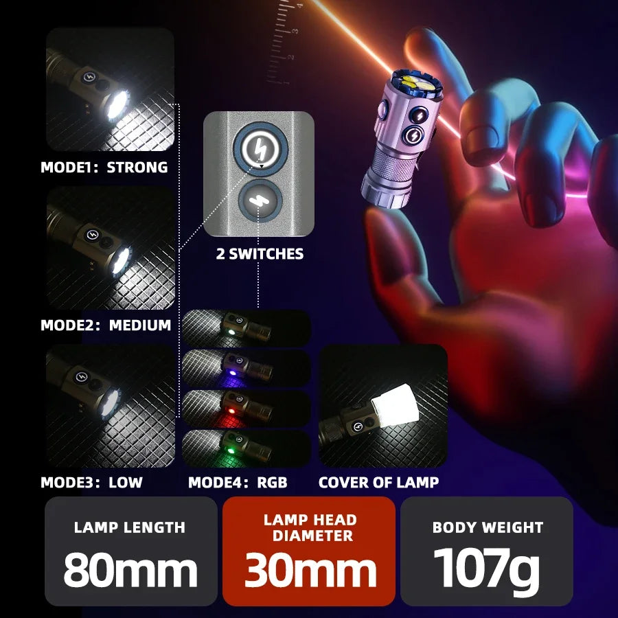 Mini Linterna LED Llavero EDC Táctica para Camping
