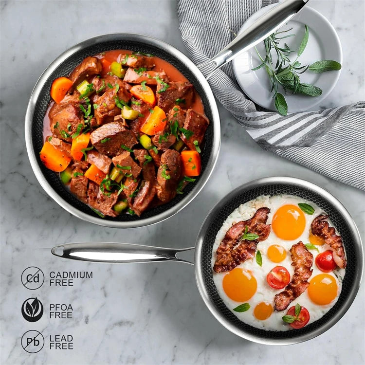 Sartén antiadherente de 20 24 y 28cm, sartén de cocina de acero inoxidable, sartén híbrida sin PFOA, sartén de cocina apta para lavavajillas JT562