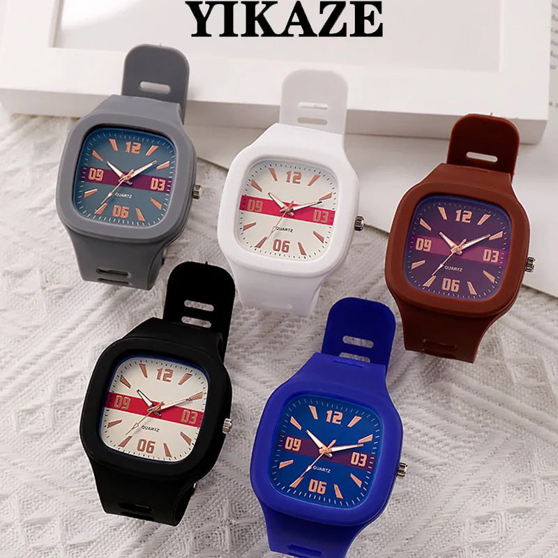 Reloj de Cuarzo Cuadrado para Mujer, Correa Silicona