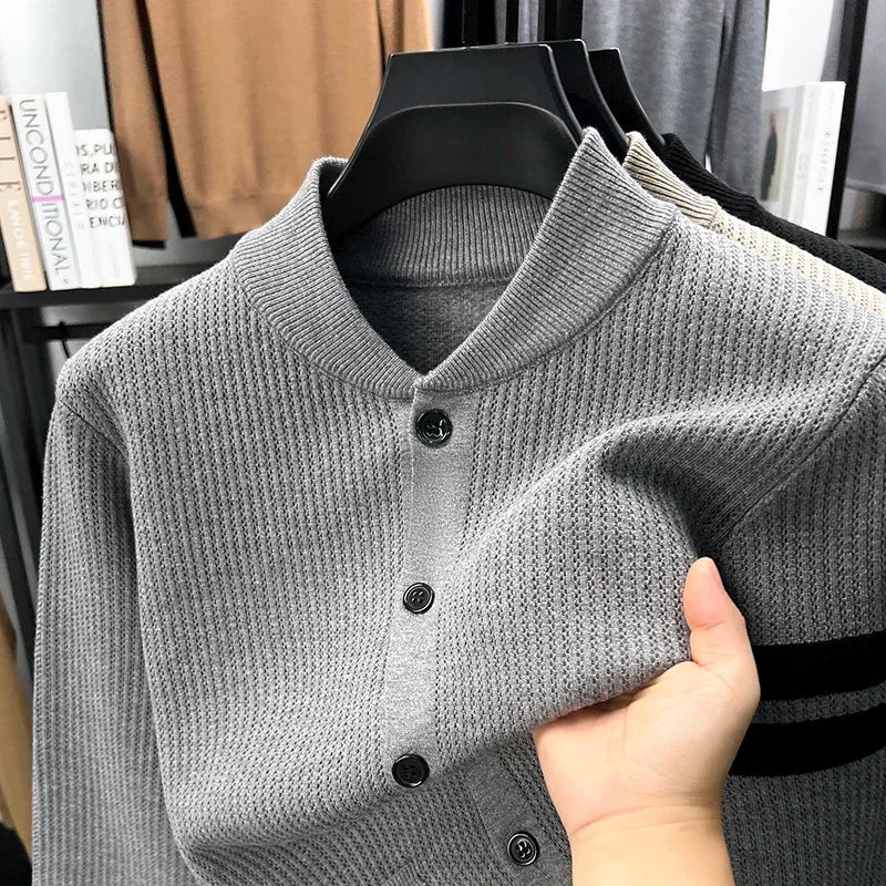 Cárdigan para Hombre con Bloques de Color y Botonadura