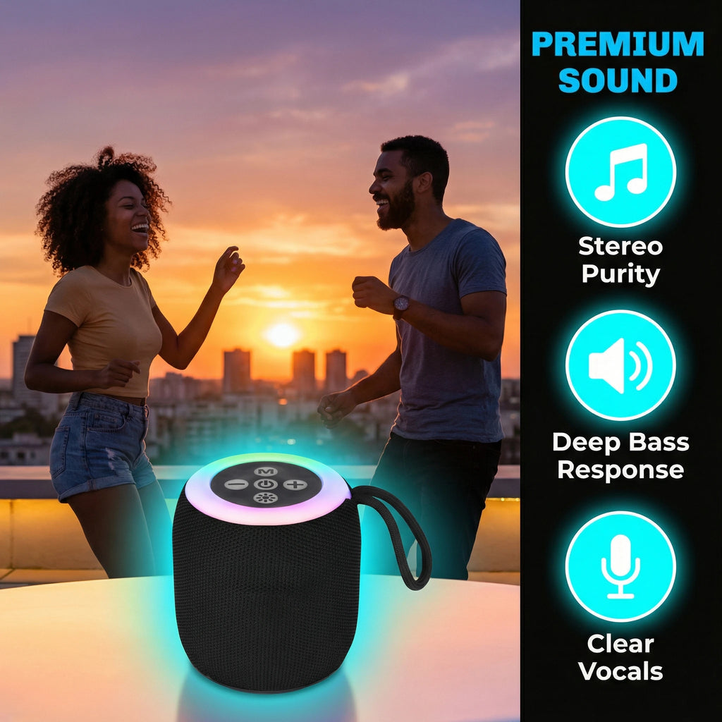 Parlante Bluetooth Portátil con Luces RGB y Sonido 5W