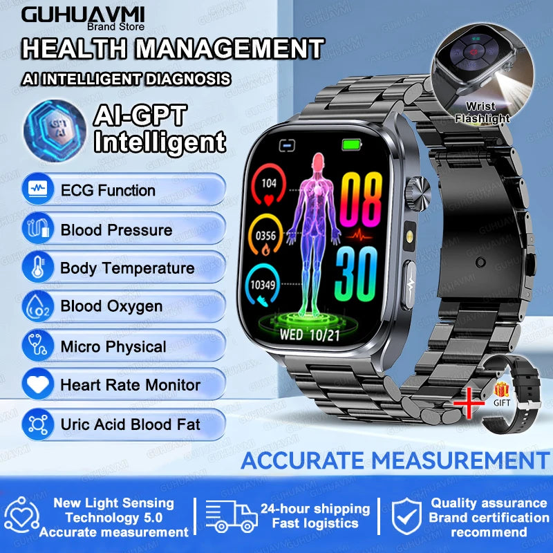 Reloj Inteligente con IA, ECG Preciso, Análisis de Lípidos y Ácido Úrico