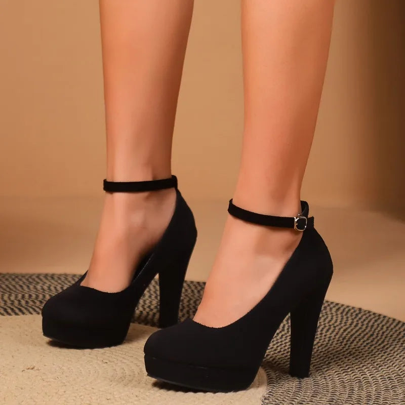 Zapatos de Tacón Alto con Plataforma y Hebilla para Mujer