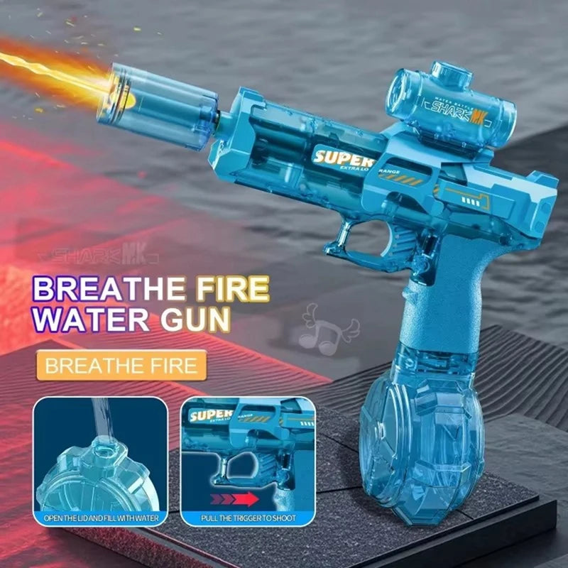 Pistola de Agua Eléctrica con LED y Llama para Niños y Adultos