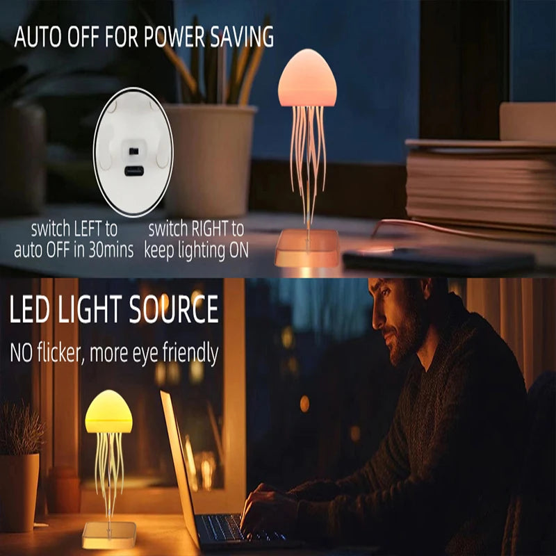 Lámpara LED de medusas con 9 tentáculos, 2 modos de trabajo, batería de larga duración, efectos de luz degradados de color con control remoto