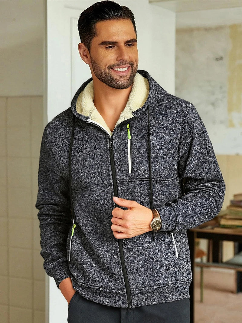 Chaqueta de Invierno con Forro Sherpa y Capucha para Hombre