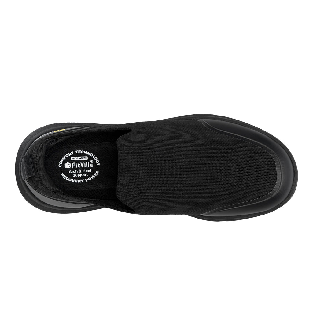 FitVille Zapatos para caminar para hombre, zapatos para fascitis plantar extraanchos, ligeros para pies hinchados, alivio ortopédico del dolor en el pie