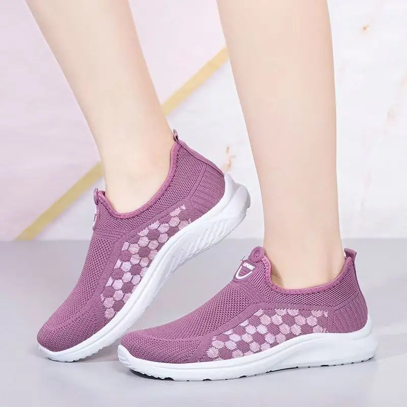 Zapatillas de malla a cuadros para mujer, livianas y cómodas para caminar