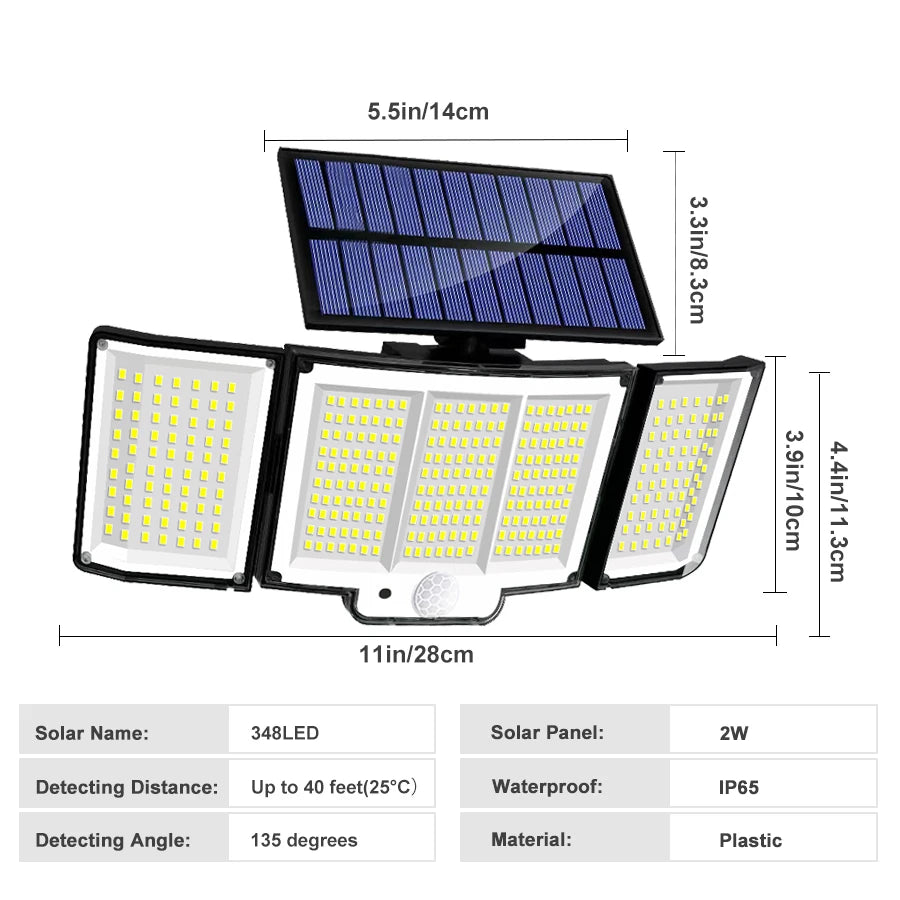 Luz Solar LED con Sensor de Movimiento 234/318/348 LEDs IP65