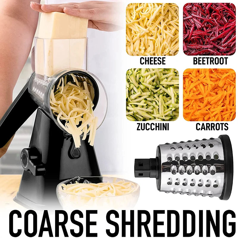 LMETJMA-rallador de queso giratorio con mango, ralladores de verduras manuales, trituradora, rebanadora, picadora de nueces con Base de succión fuerte, JT122