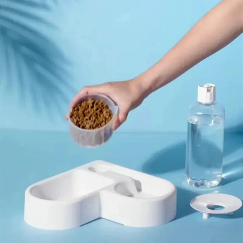 Cuenco automático para beber amor para mascotas, cuenco para gatos a prueba de humedad, lavabo para perros, bebedero y alimentación multifuncional de doble uso