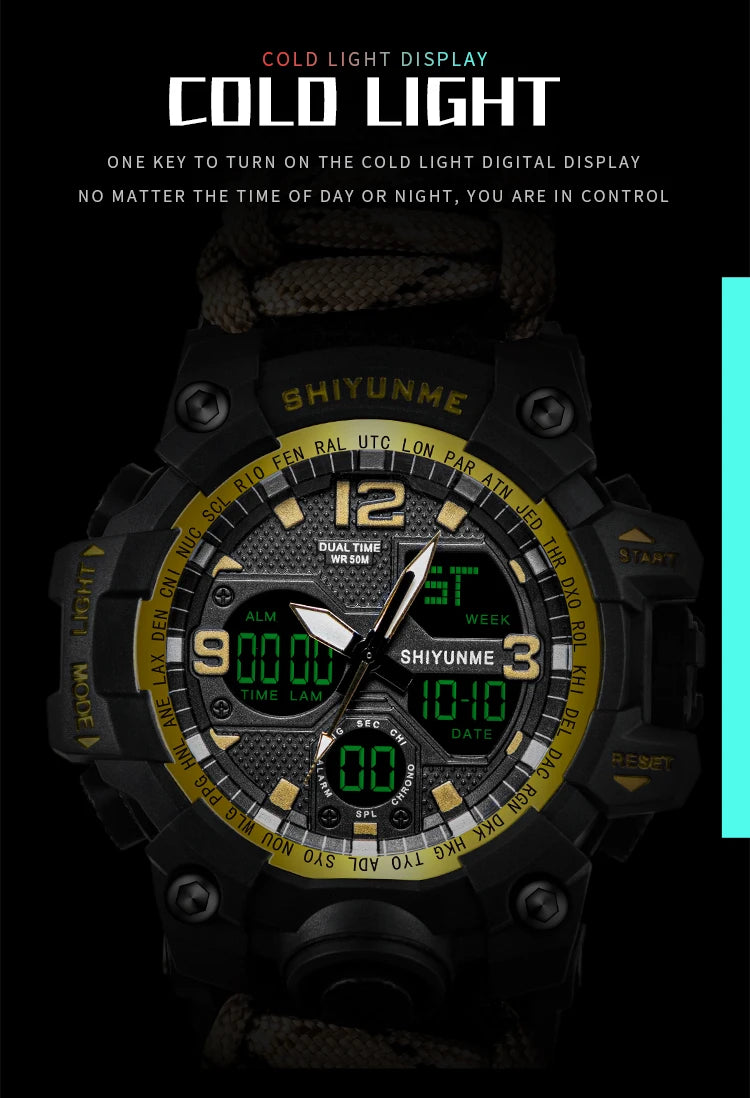 Reloj Militar SHIYUNME para Hombre con Brújula, LED y Temperatura