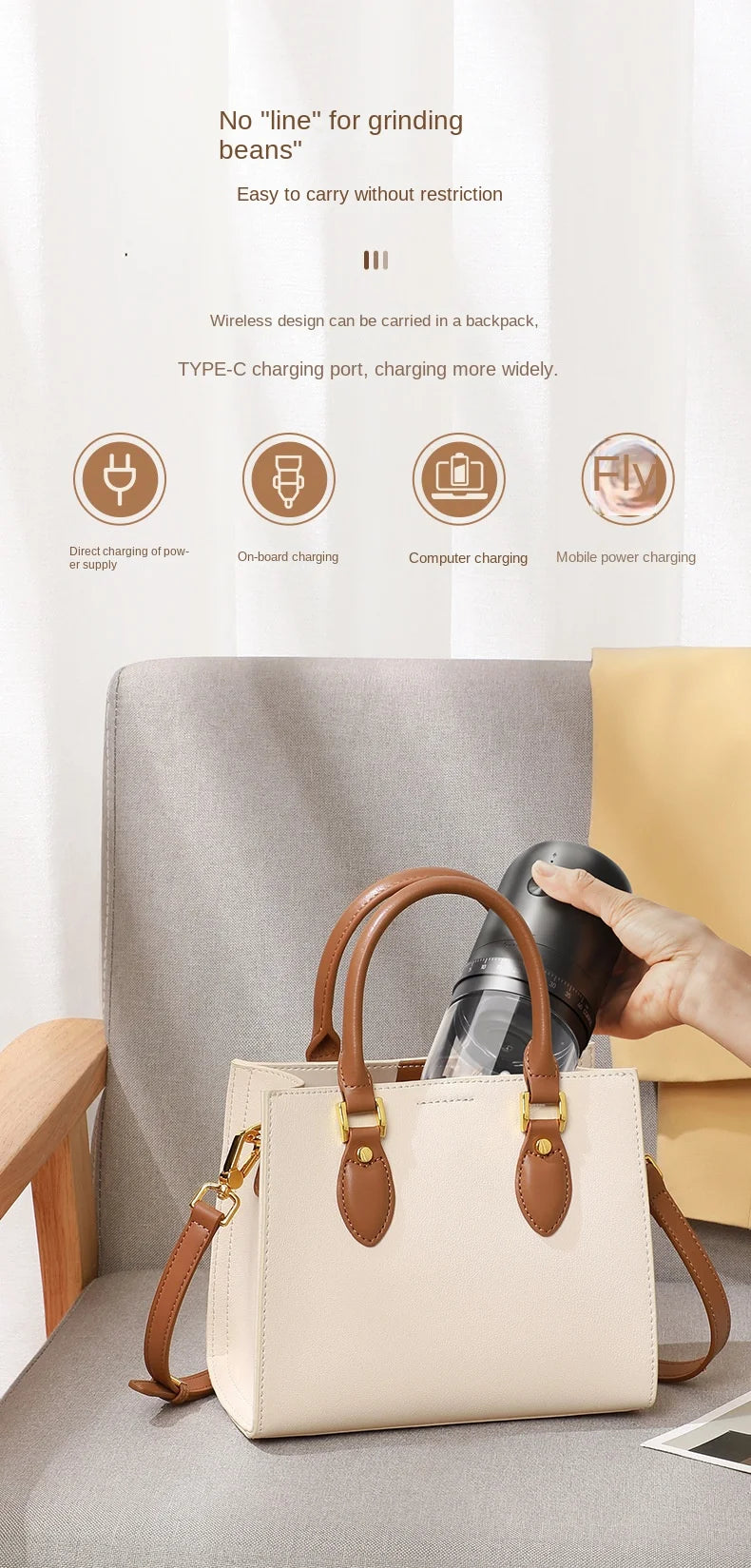 Nuevo Molinillo de café eléctrico USB portátil, 40 engranajes, molinillos recargables ajustables externos, Mini máquina de café para el hogar