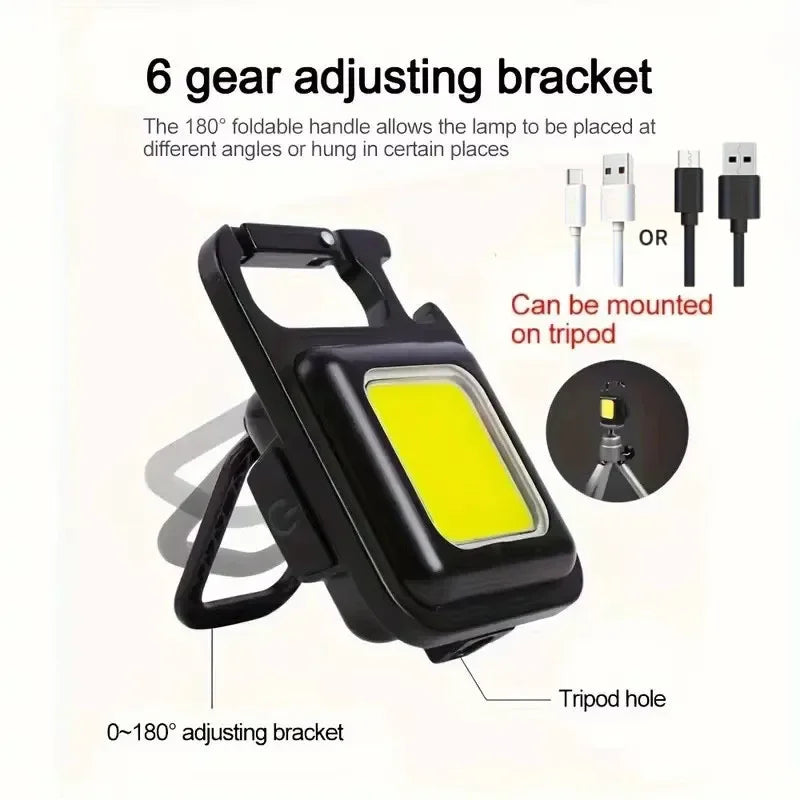 Mini Linterna COB Llavero USB Recargable para Camping