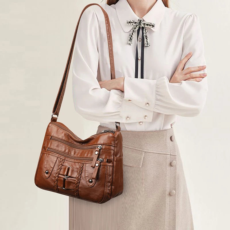 Bolso Bandolera Retro de Cuero Sintético para Mujer