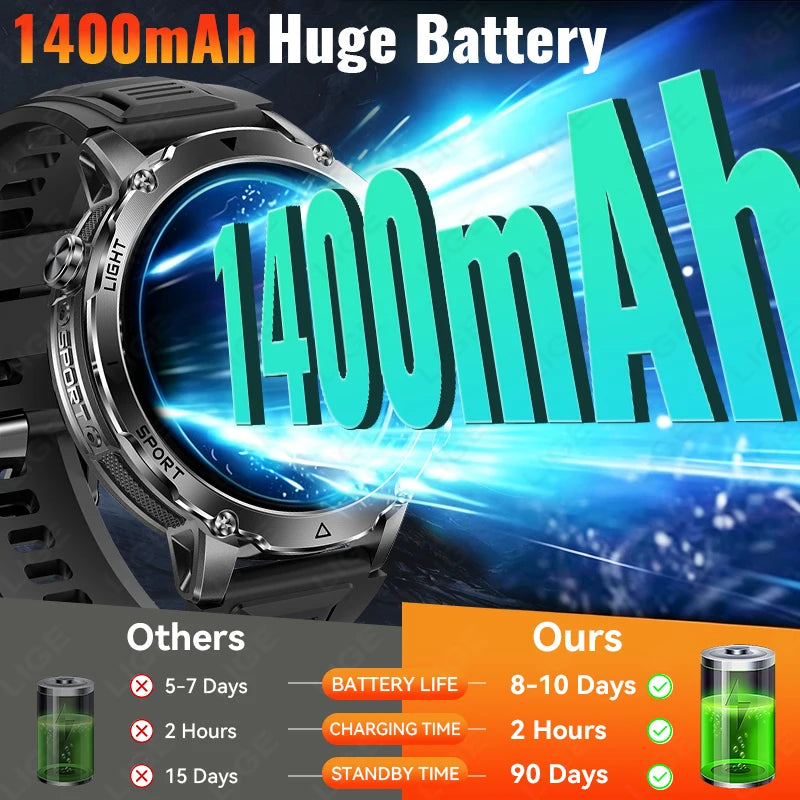 LIGE TANK Ultra Reloj Inteligente Militar 10ATM