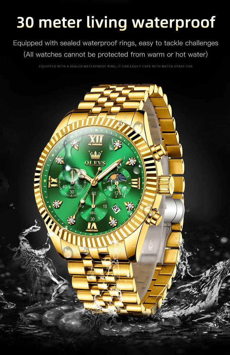Reloj de Cuarzo OLEVS 2932 para Hombre con Cronógrafo y Diamantes