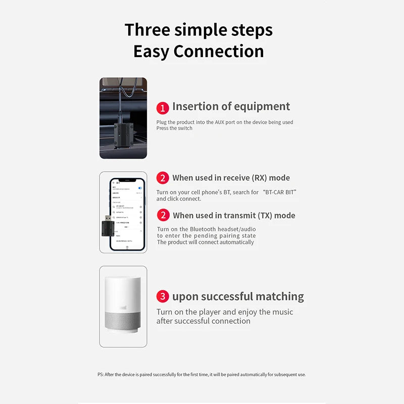 Kit Bluetooth 5.3 para Auto DYBO W15, Transmisor Receptor 2 en 1, Aux 3,5mm