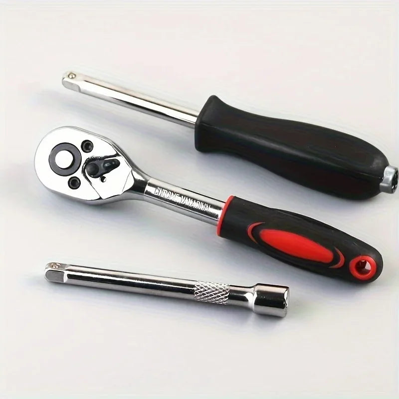 Kit de herramientas de reparación de automóviles/bicicletas, llave dinamométrica de trinquete, llave inglesa, destornillador, juego de enchufes para mecánicos de automóviles, entusiastas del bricolaje, 46 Uds.