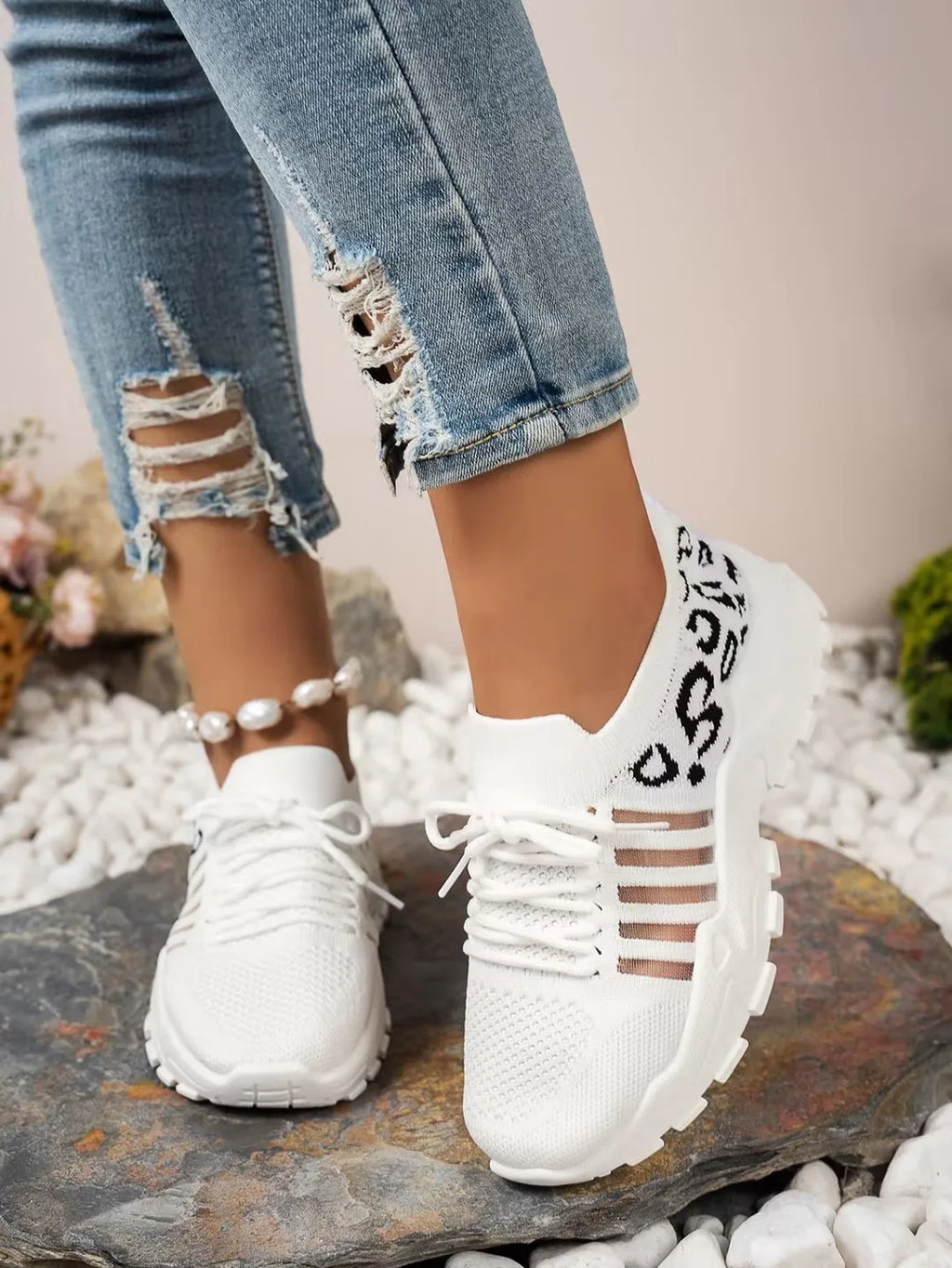 Zapatos de mujer, zapatillas con estampado de leopardo, zapatillas informales ligeras y transpirables para mujer, zapatos de venta con envío gratis