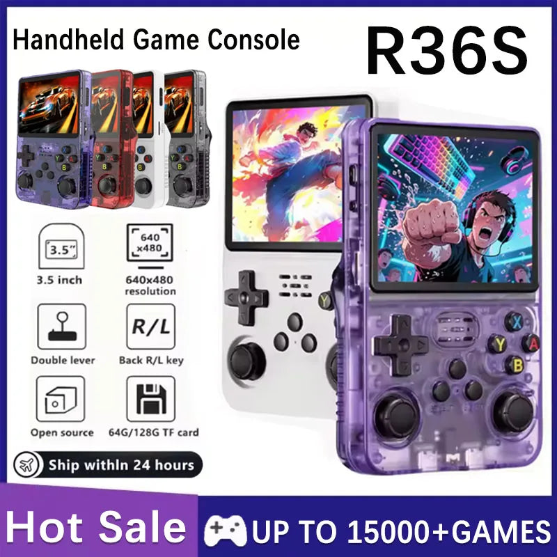 Consola de Juegos Portátil Retro R36S Pro, Pantalla IPS de 3.5 Pulgadas, 64GB a 256GB